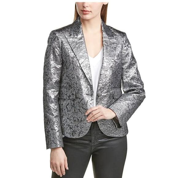 Zadig & Voltaire Metallic Jacket Womens XS Futuristic Edgy Maximalist Cyberpunk - Picture 3 of 12